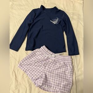 Carter's Navy and Purple Gingham Swimset